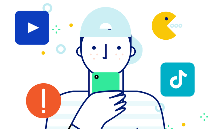 Tween using a smartphone with apps